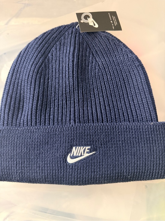 Nike Other - Nike Navy Blue Ribbed Cuff Beanie with White Logo